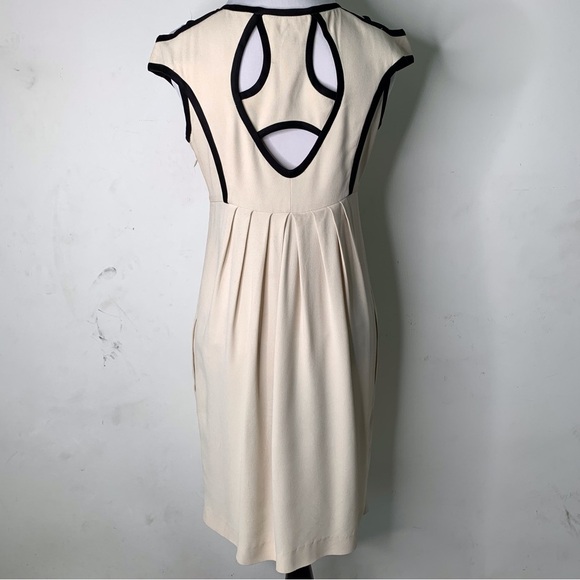 Temperley Women's Shift Cocktail Dress Cutout Detail Cream/Black Size 4 Wedding - Picture 5 of 16